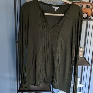 EUC LUCKY BRAND Long sleeve pleated woven top sz L
